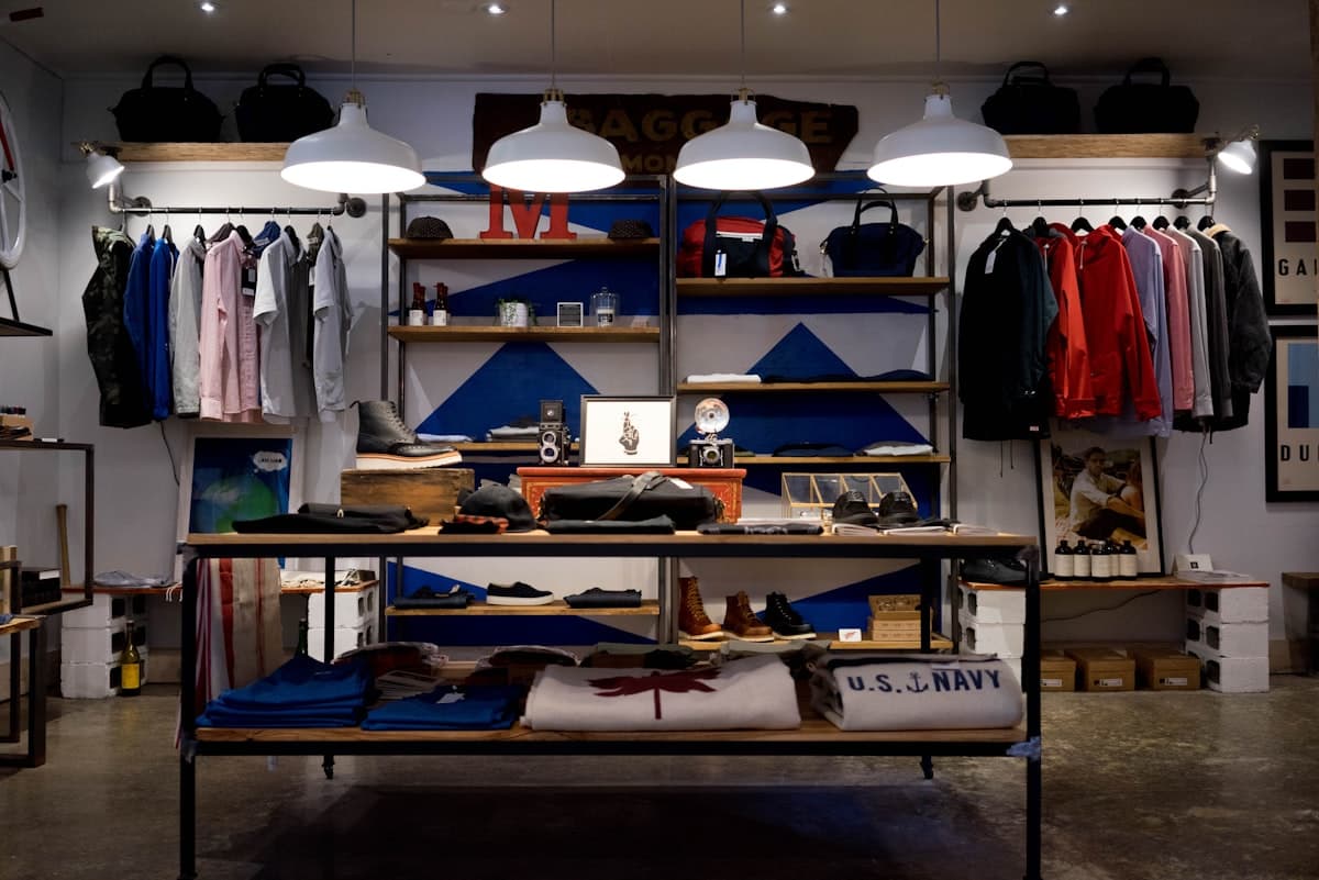 Interior of a modern retail store with product displays
